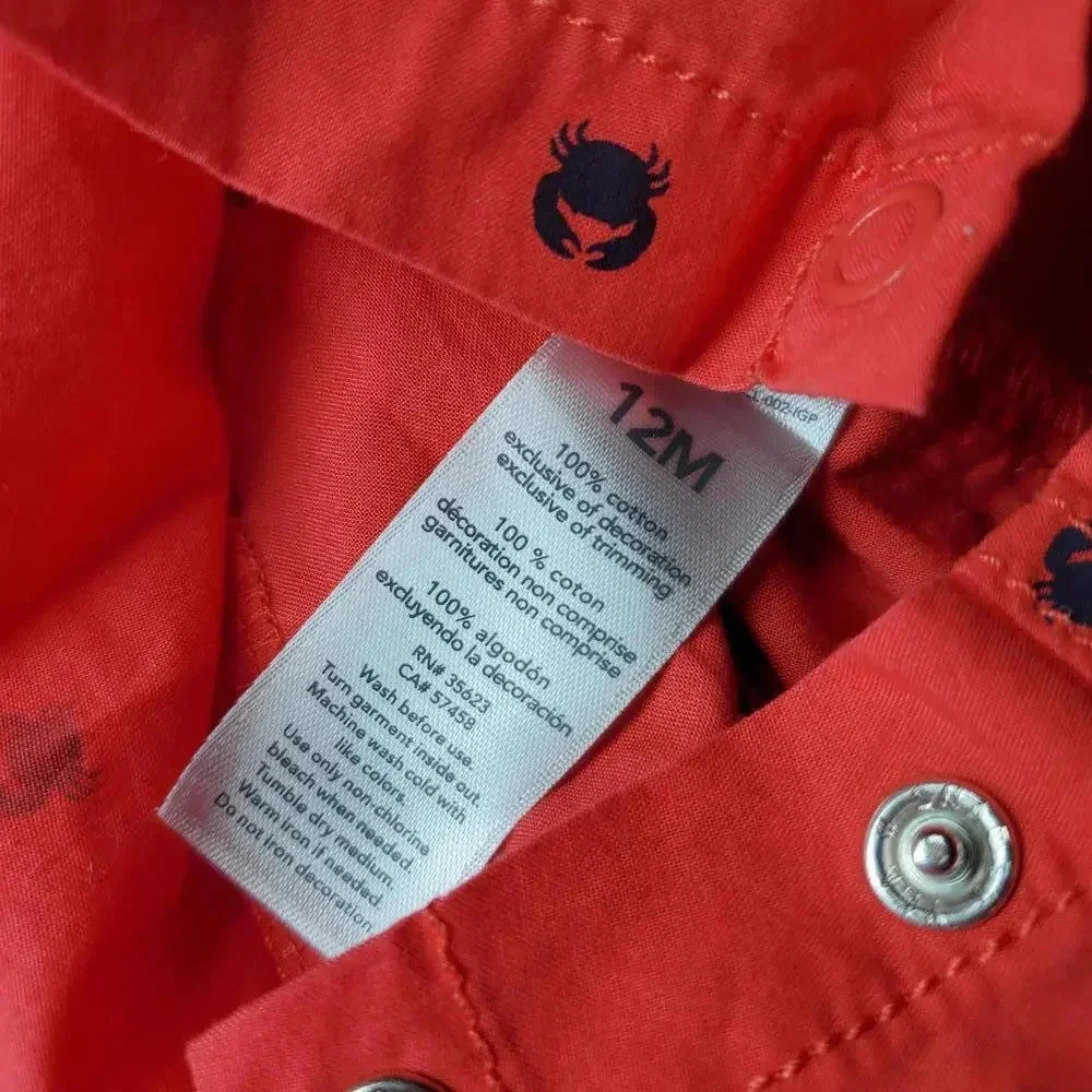 Carter's Cool Little Dude Red Crab Baby Shortalls Size 12m